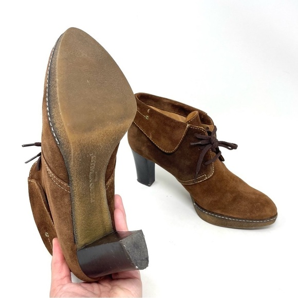 Pedro Miralles Chocolate Brown Suede Heeled Lace Up Ankle Boots Size 39 - Picture 7 of 10